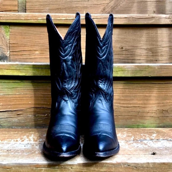 Nocona Vintage USA Texas Black Embroidered Genuine Leather Cowgirl Western Boots - Picture 4 of 10